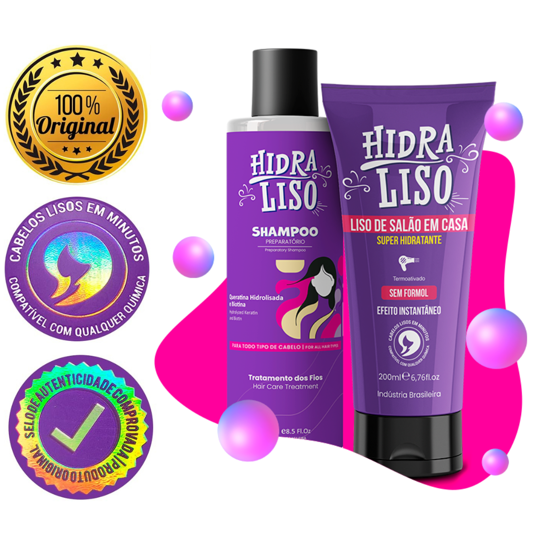 KIT HIDRALISO + SHAMPOO - Progressiva De Chuveiro Sem Formol- 200ml