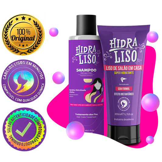 KIT HIDRALISO + SHAMPOO - Progressiva De Chuveiro Sem Formol- 200ml